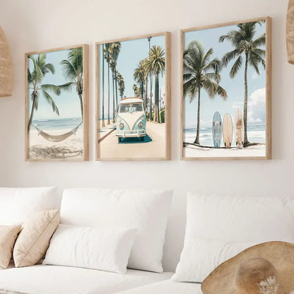 Tropical Surfboard Travel Wall Art Set - Posters