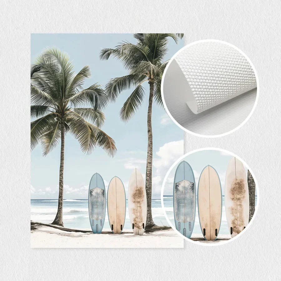 Tropical Surfboard Travel Wall Art Set - Posters