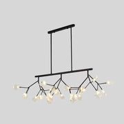 DecorBites™ ultra-modern black metal 27-light dining room pendant light fixture with clear glass globe bulbs