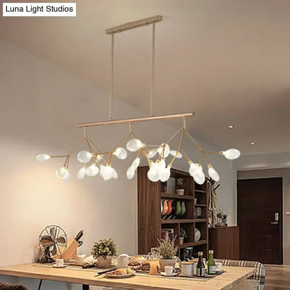 DecorBites ultra-modern 27-light black gold metal pendant light fixture with clear shades for dining room lighting