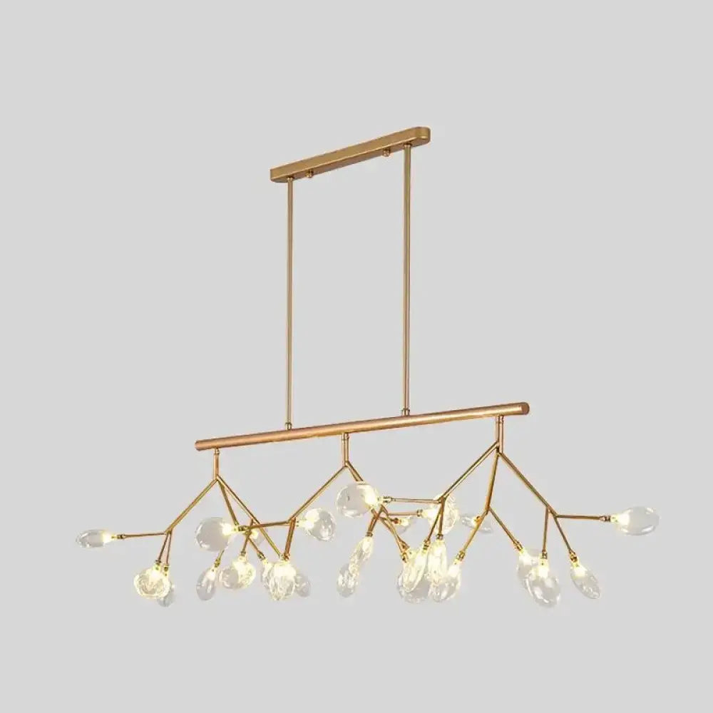 Gold-toned DecorBites™ 27-light island metal pendant with clear crystal teardrops black gold dining room light fixture