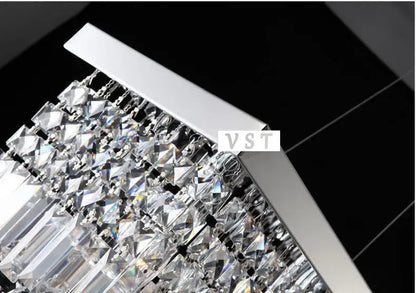 DecorBites upscale modern crystal chandelier with sleek chrome frame and clear crystals for dining room lighting