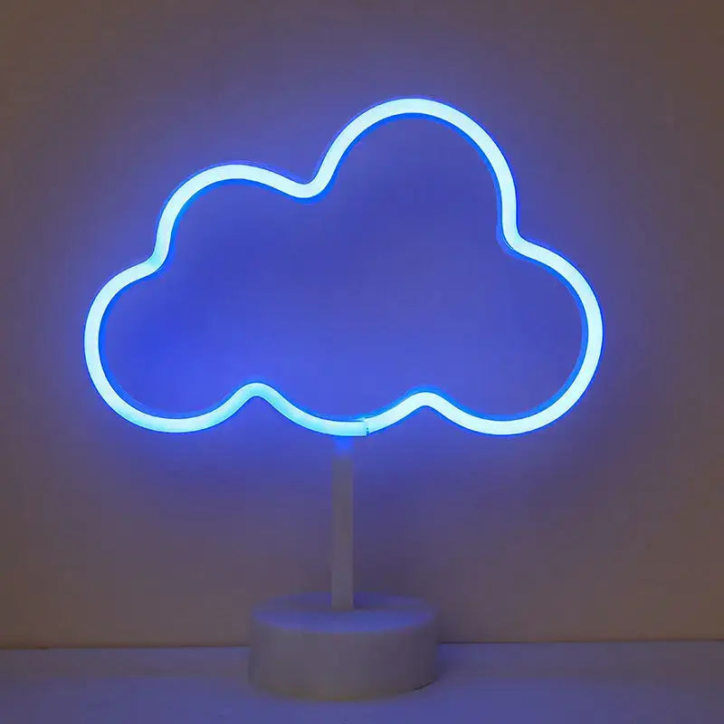 Decorbites usb led neon sign with glowing blue cloud shape and white stand for holiday party home decoration gift