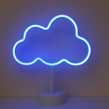 Decorbites usb led neon sign with glowing blue cloud shape and white stand for holiday party home decoration gift