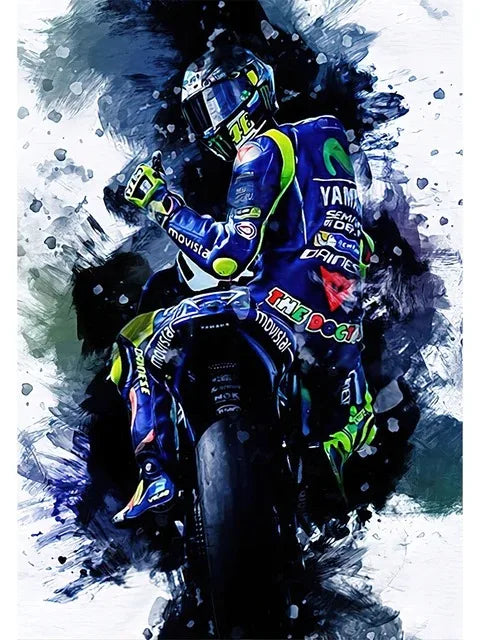 Valentino Rossi Motorcycle Racing Canvas Wall Art - 3 / 20x30cm no frame - Posters