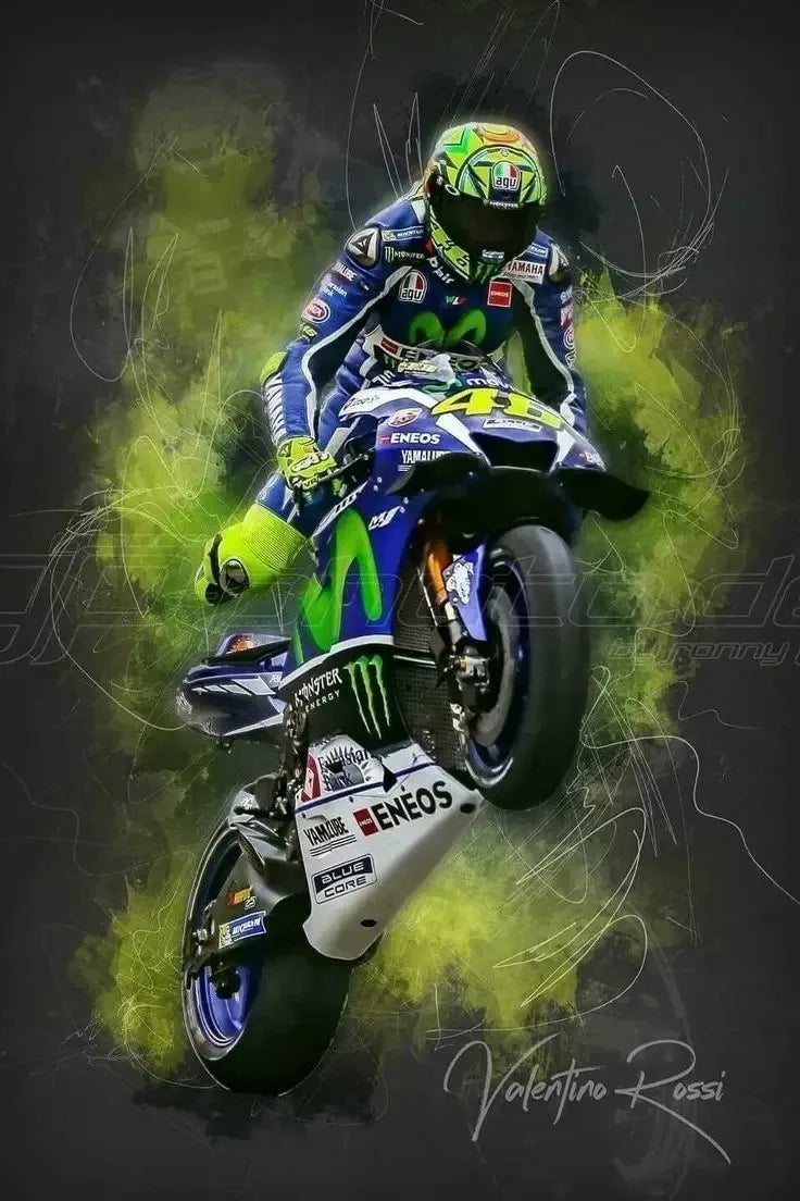 Valentino Rossi Motorcycle Racing Canvas Wall Art - 2 / 20x30cm no frame - Posters