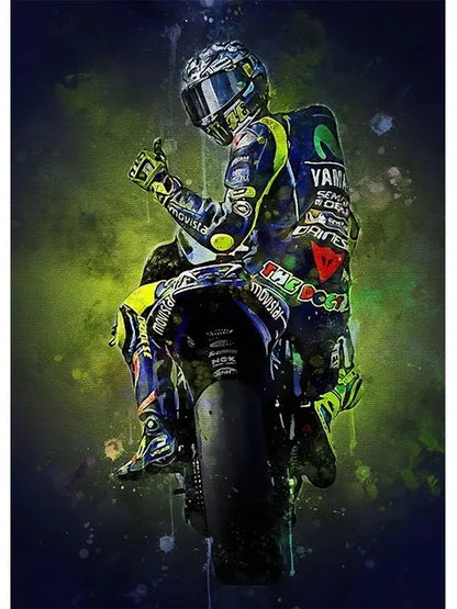 Valentino Rossi Motorcycle Racing Canvas Wall Art - 5 / 20x30cm no frame - Posters