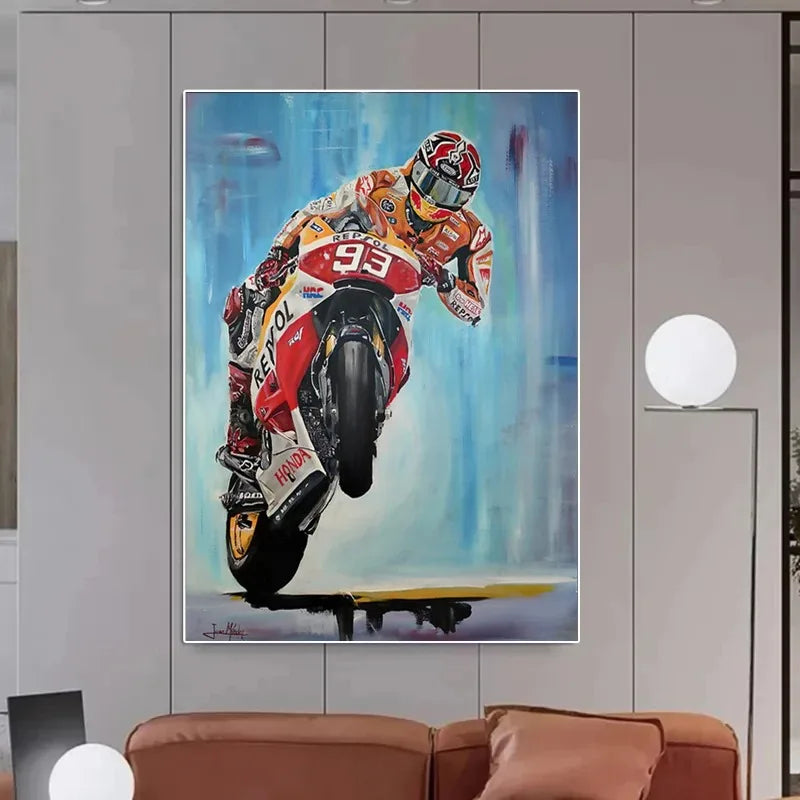 Valentino Rossi Motorcycle Racing Canvas Wall Art - Posters