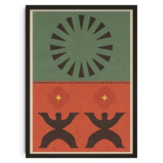 DecorBites™ vintage abstract canvas print with minimalist black silhouettes and orange background for home decor