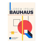 Beige poster canvas art by decorbites featuring bold black bauhaus text and geometric shapes for white modern canvas decor