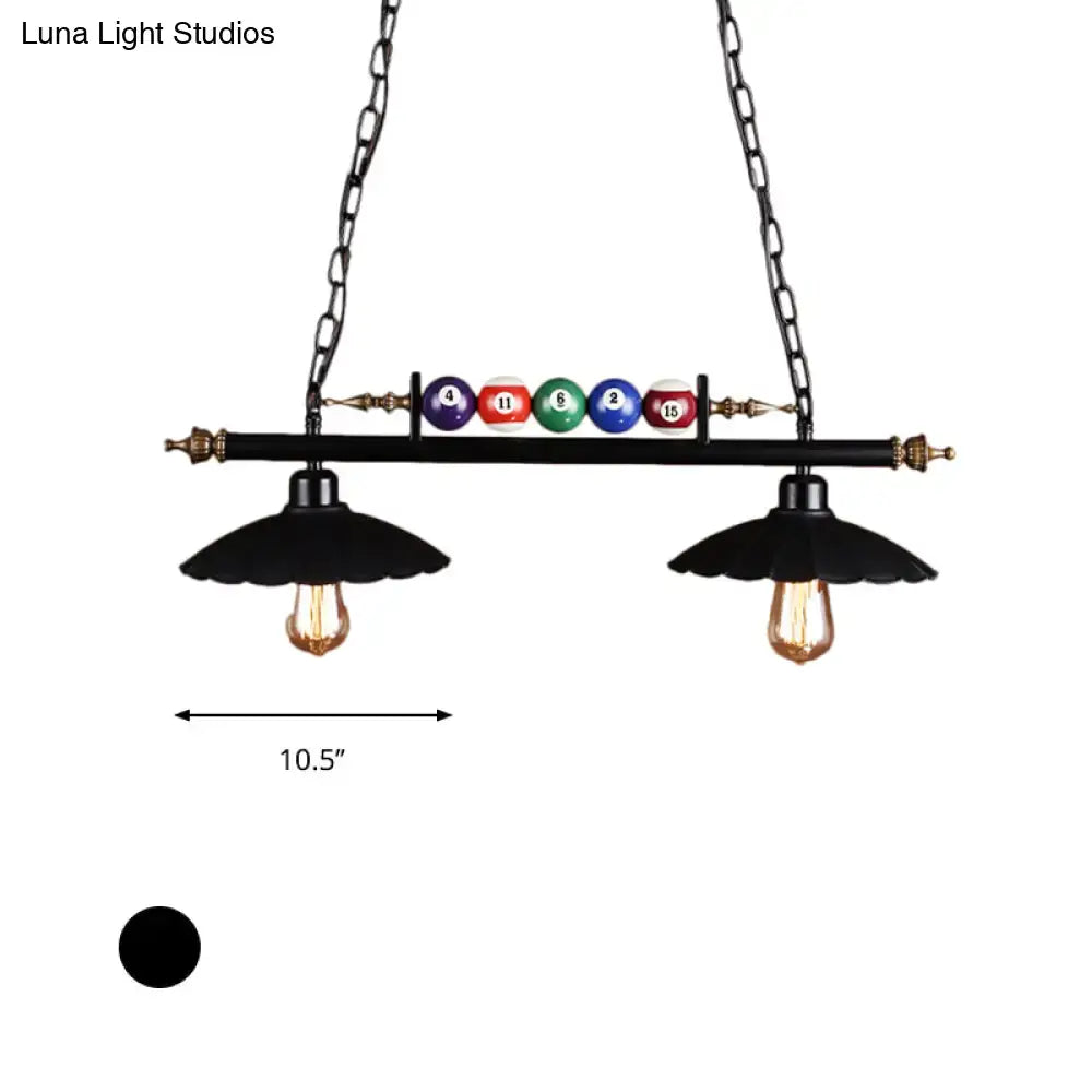 Decorbites vintage black metal pool table light with scalloped design pendant lamps and billiard ball decoration