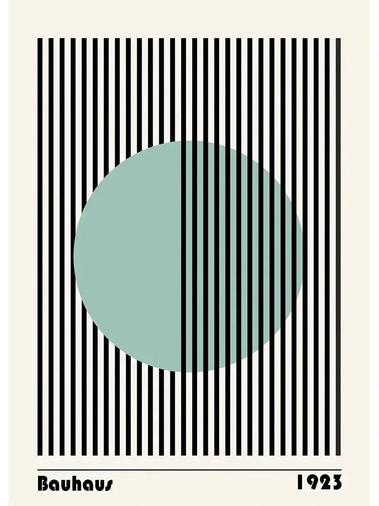DecorBites™ vintage black and white canvas print featuring a bauhaus 1923 design for modernism exhibition decor