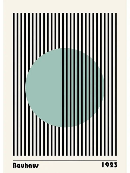 DecorBites™ vintage black and white canvas print featuring a bauhaus 1923 design for modernism exhibition decor