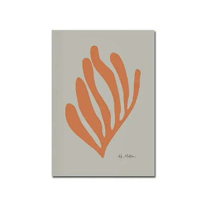 A minimalist notebook with a soft gray cover and orange seaweed design by h in a vintage black and white modernism exhibition canvas print