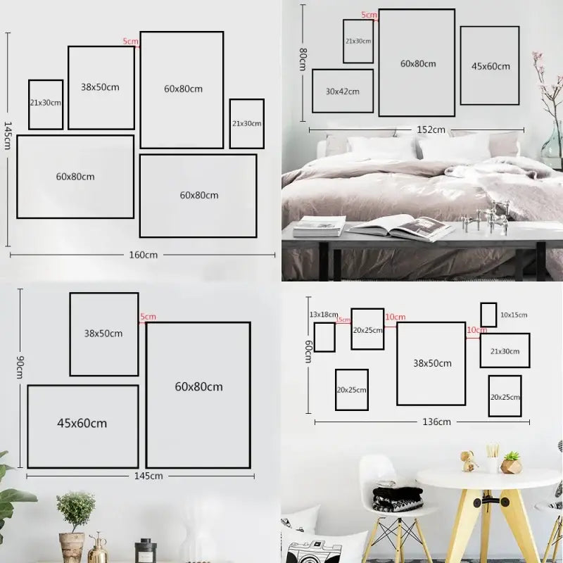 Decorbites™ vintage black and white bauhaus canvas print featuring modern minimalist framed art in a white modernism exhibition