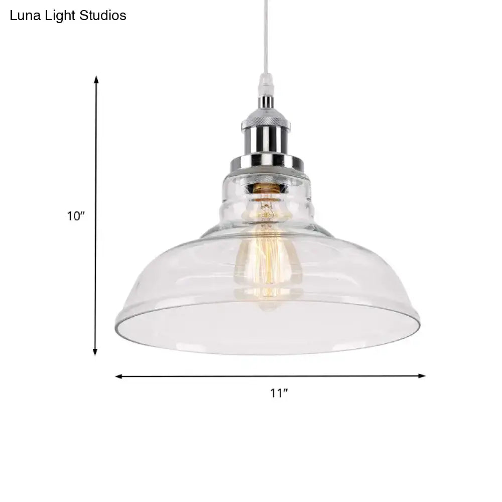 DecorBites vintage chrome pendant light with clear glass and exposed edison-style led incandescent bulb for kitchen use