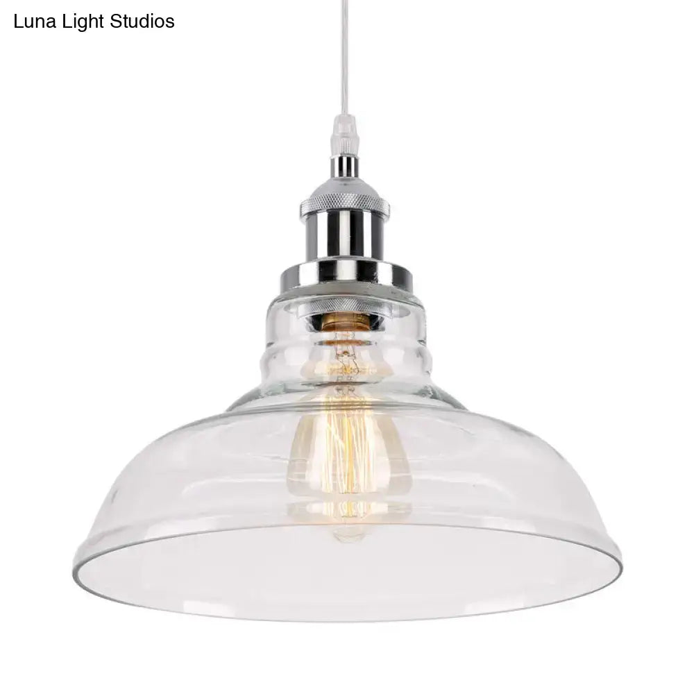 Decorbites™ vintage chrome pendant light with clear glass and led incandescent filament bulb for kitchen use