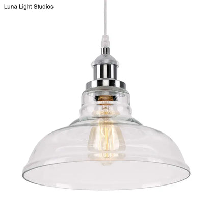 Decorbites™ vintage chrome pendant light with clear glass and led incandescent filament bulb for kitchen use
