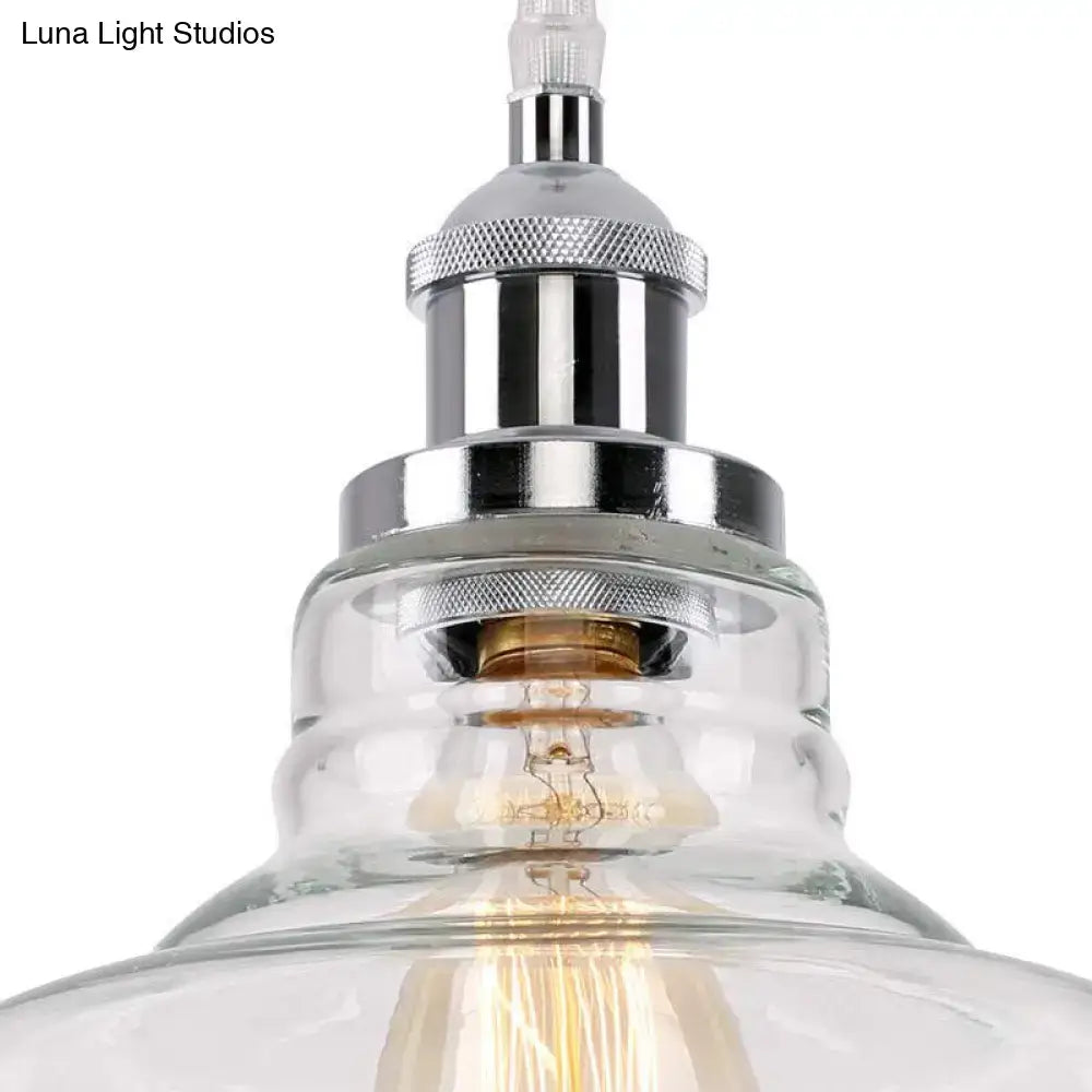 DecorBites™ vintage chrome pendant light with clear glass shade and exposed edison bulb for kitchen lighting