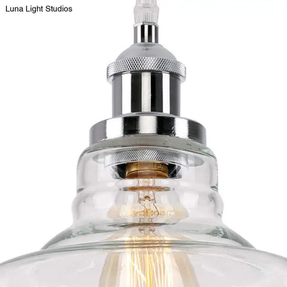 DecorBites™ vintage chrome pendant light with clear glass shade and exposed edison bulb for kitchen lighting