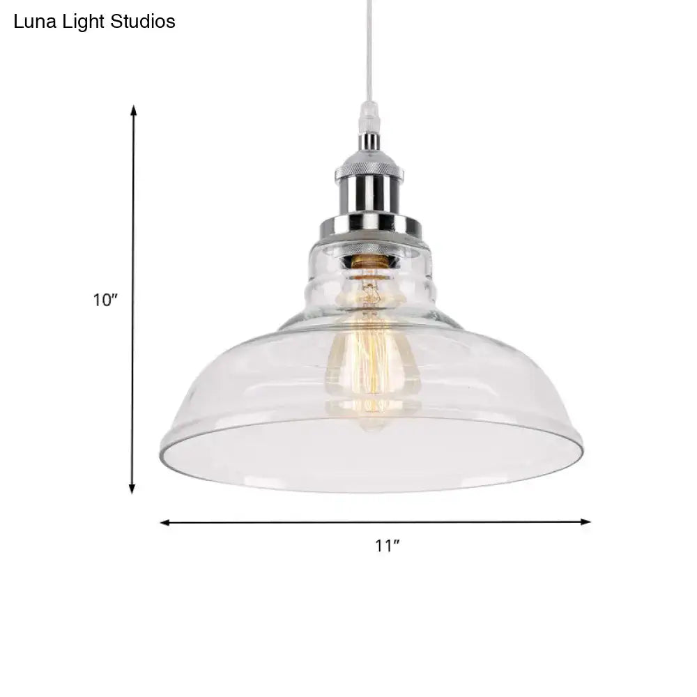 DecorBites vintage chrome pendant light with clear glass and exposed led incandescent bulb for kitchen hanging