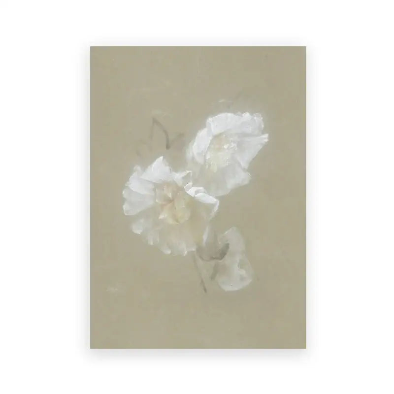 Decorbites™ vintage farmhouse landscape canvas wall art featuring soft white flowers on a muted taupe background