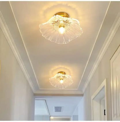 Decorbites vintage flower glass pendant lights with clear glass flower shape and gold-toned metal base for home decor