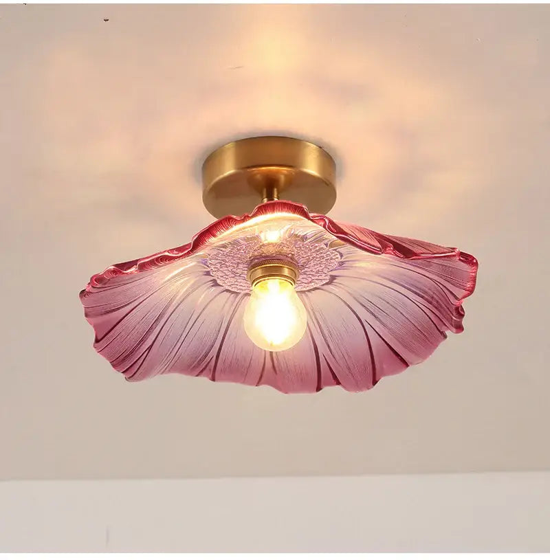 DecorBites vintage flower glass pendant lights with delicate pink glass and brass fixture for elegant home decor