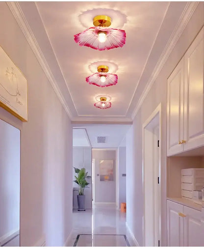DecorBites™ vintage pink flower glass pendant lights with gold accents for elegant home decor ceiling lighting
