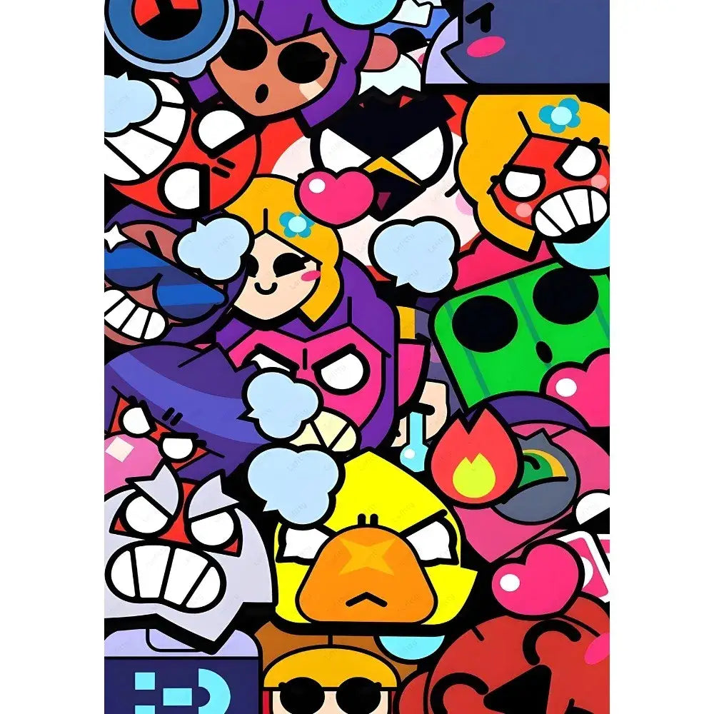 DecorBites™ vintage game poster wall art featuring vibrant cartoon brawl stars characters for home decor