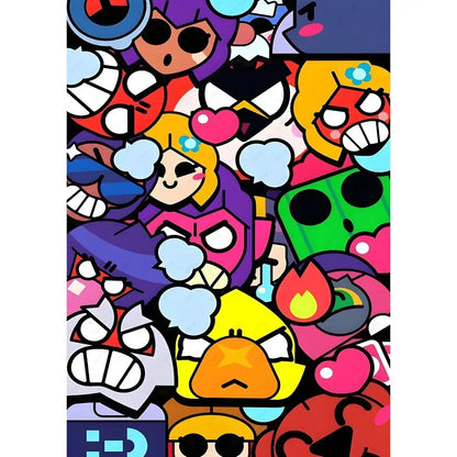 DecorBites™ vintage game poster wall art featuring vibrant cartoon brawl stars characters for home decor
