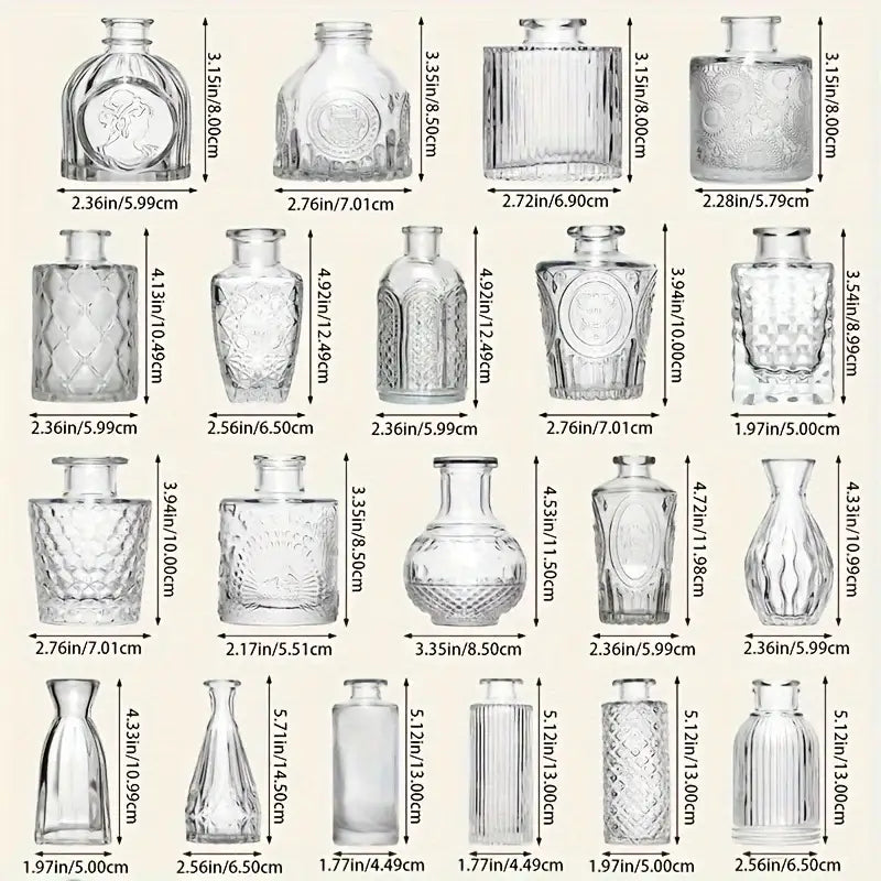 Vintage Glas-Blütenvasen-Set - 30 Stück - Vase