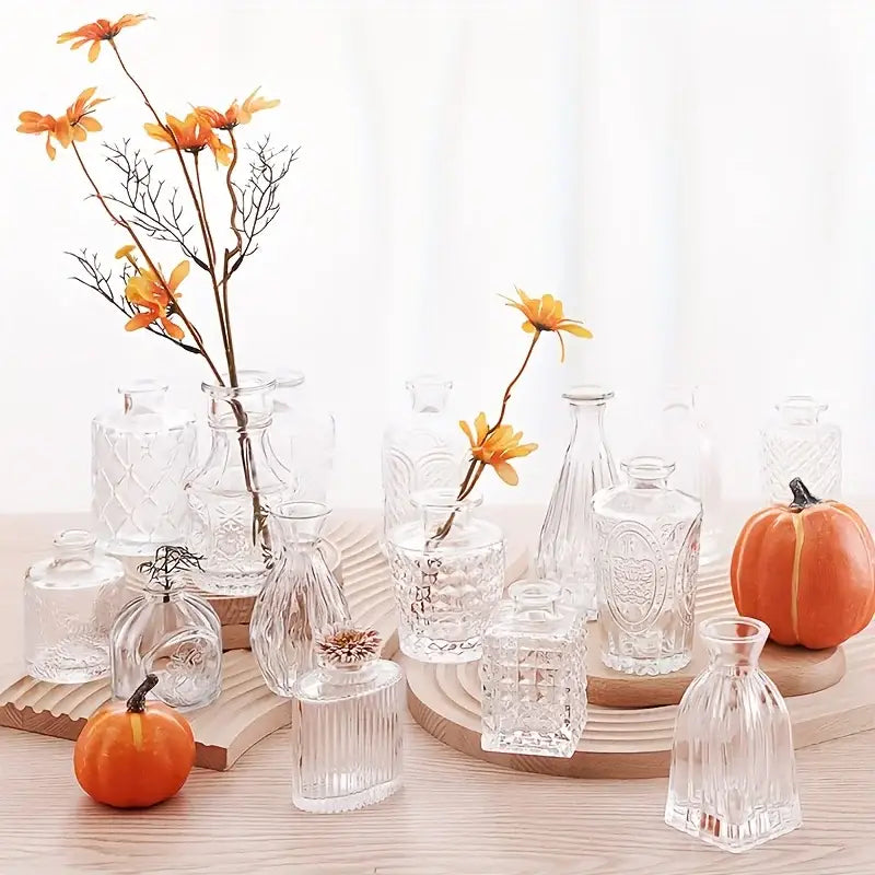 Vintage Glas-Blütenvasen-Set - 30 Stück - Vase
