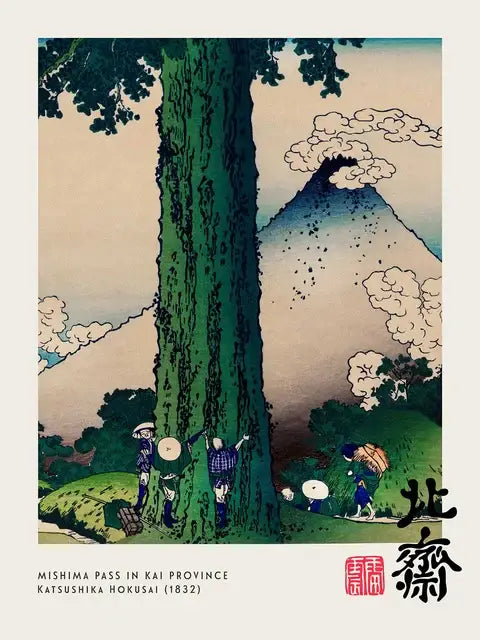 DecorBites™ vintage great wave canvas print featuring a traditional japanese woodblock with mount fuji and travelers