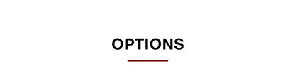 Black bold sans-serif text reading options underlined by a thin red line on DecorBites™ vintage human anatomy canvas print