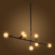 Decorbites vintage iron ceiling pendant light with five exposed filament e26 e27 bulbs on bronze rustic metal pipes ideal for 220v-240v and 110v-120v use