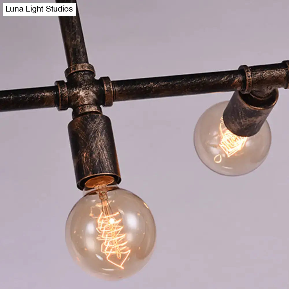 DecorBites™ vintage iron ceiling pendant light with bronze water pipe design and glowing filament bulbs e26 e27 220v-240v