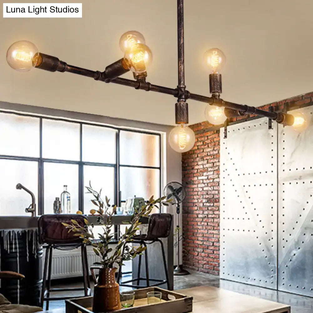 Industrial-style decorbites vintage iron ceiling pendant light with bronze pipes and e26 e27 bulbs for living room illumination