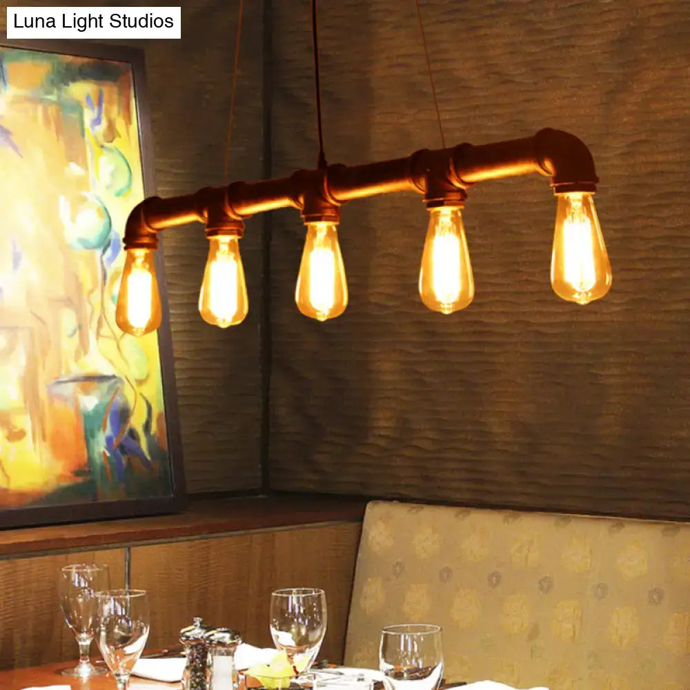 DecorBites vintage iron pendant light with copper pipe frame and four e26 e27 edison bulbs ideal for bars and islands