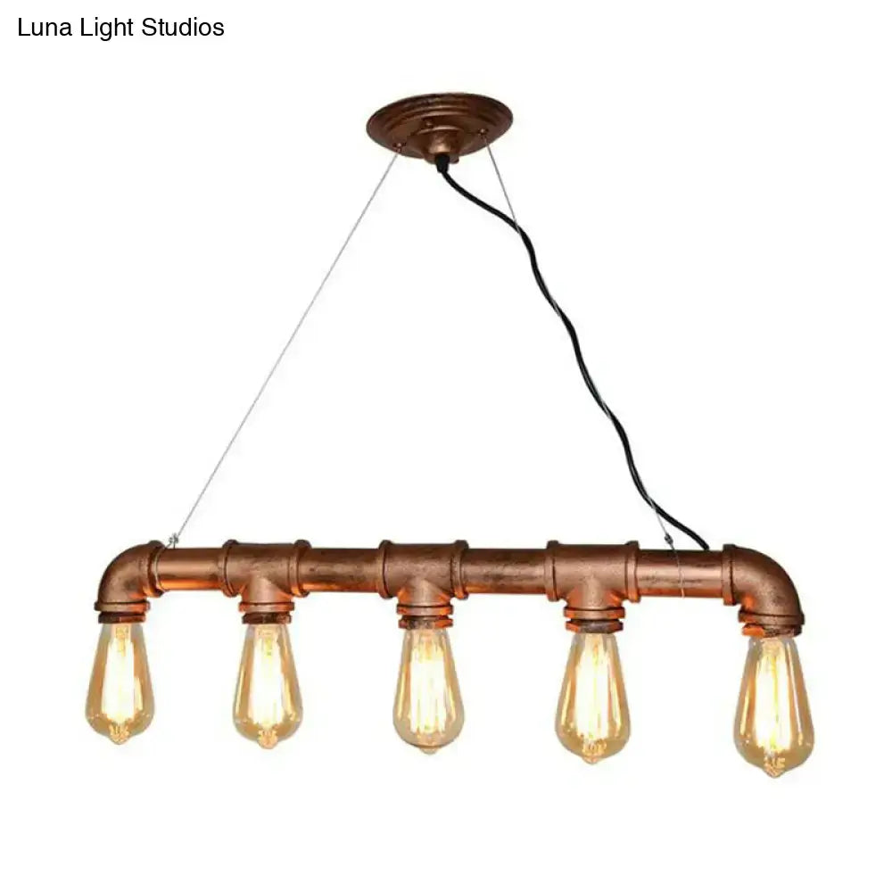 DecorBites vintage iron pendant light with 5 copper pipe heads and exposed e26 e27 filament bulbs for bars
