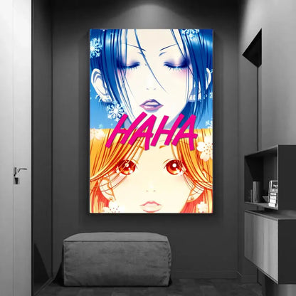 Vibrant DecorBites™ vintage Japanese anime diy sticky poster featuring two stylized faces for home decor