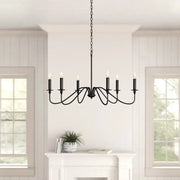 Decorbites vintage loft black wrought iron chandelier with six candle bulbs ideal for living room chandelier use
