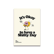 Cream-colored cream-colored motivational poster featuring a pink cartoon print mushroom holding a sun with black text in canvas wall art