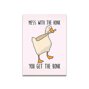 Decorbites™ vintage pink cartoon print canvas wall art featuring a whimsical beige duck with orange accents on pink background