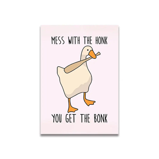 Decorbites™ vintage pink cartoon print canvas wall art featuring a whimsical beige duck with orange accents on pink background