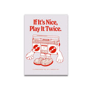 A decorbites™ vintage pink cartoon print wall art canvas featuring a charming red and white cartoon boombox design