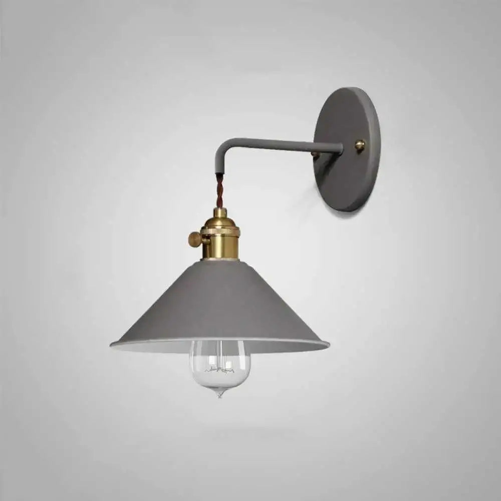 Gray metal vintage plated wall lamp DecorBites™ wall sconce with brass base and exposed Edison bulb