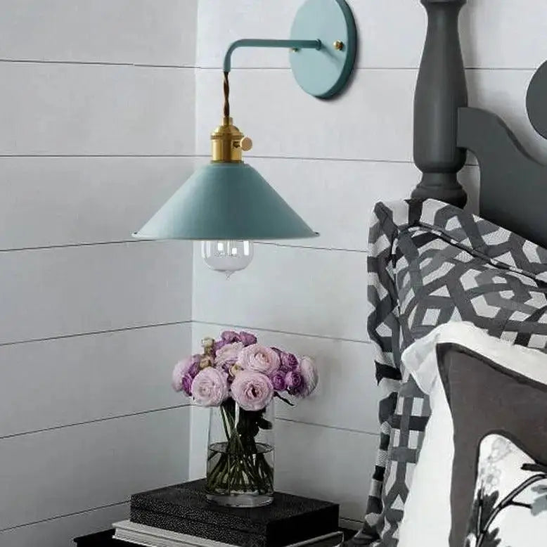 DecorBites™ vintage plated wall lamp with a teal wall-mounted fixture and brass-finished plated wall design