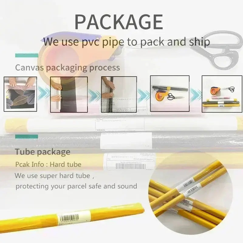 Yellow hard pvc shipping tubes with white labels and barcode protecting decorbites™ vintage poland city canvas prints
