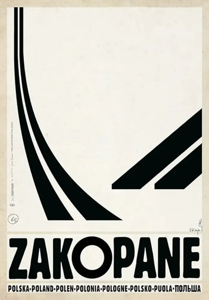 Decorbites™ vintage poland city posters canvas wall art with black geometric lines and bold text on cream background
